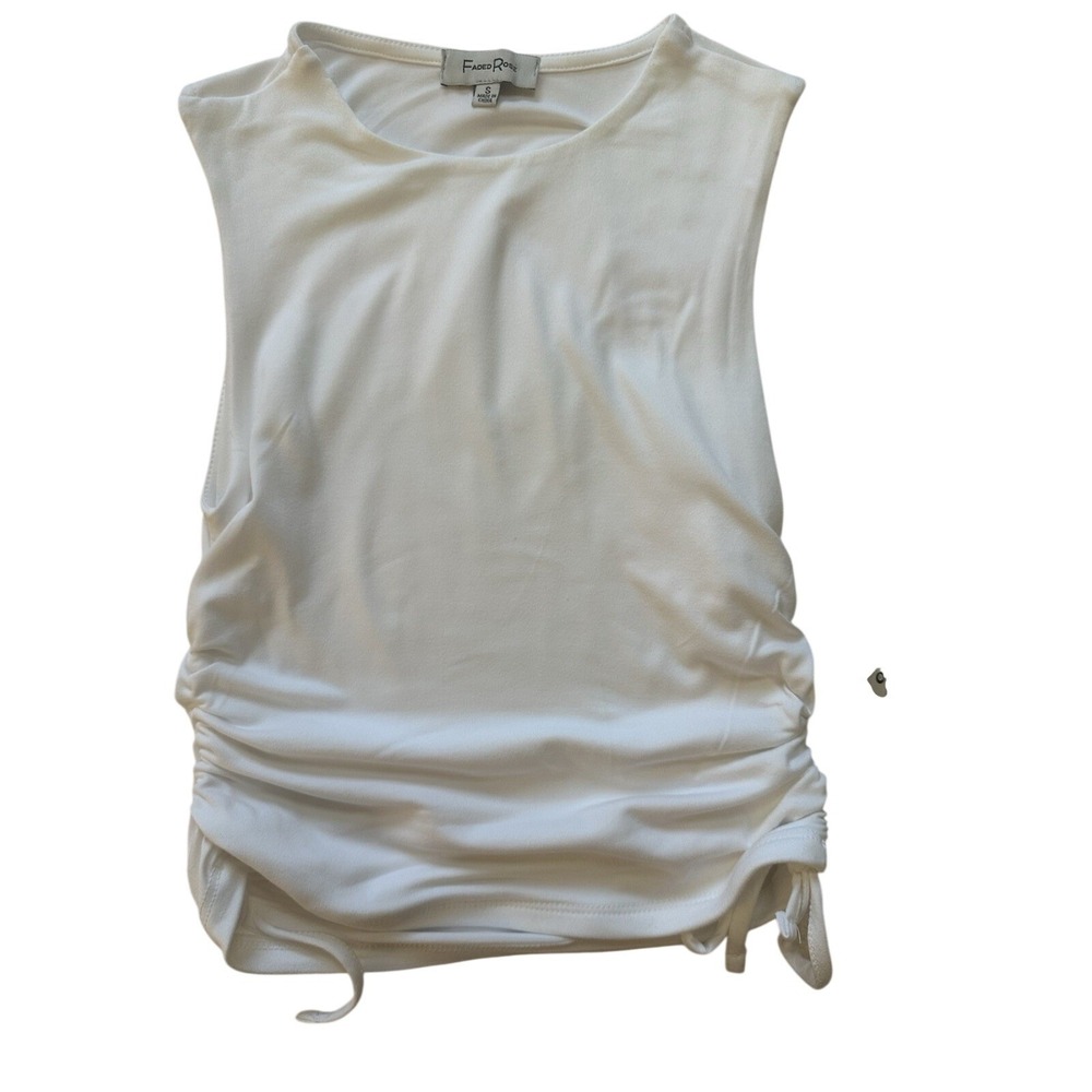 Faded Rose Cropped Blouse Women Junior S White Ruched Sleeveless